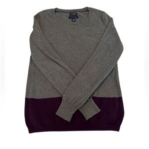 Tommy Hilfiger cotton/cashmere blend size S purple/gray colorblock sweater EUC